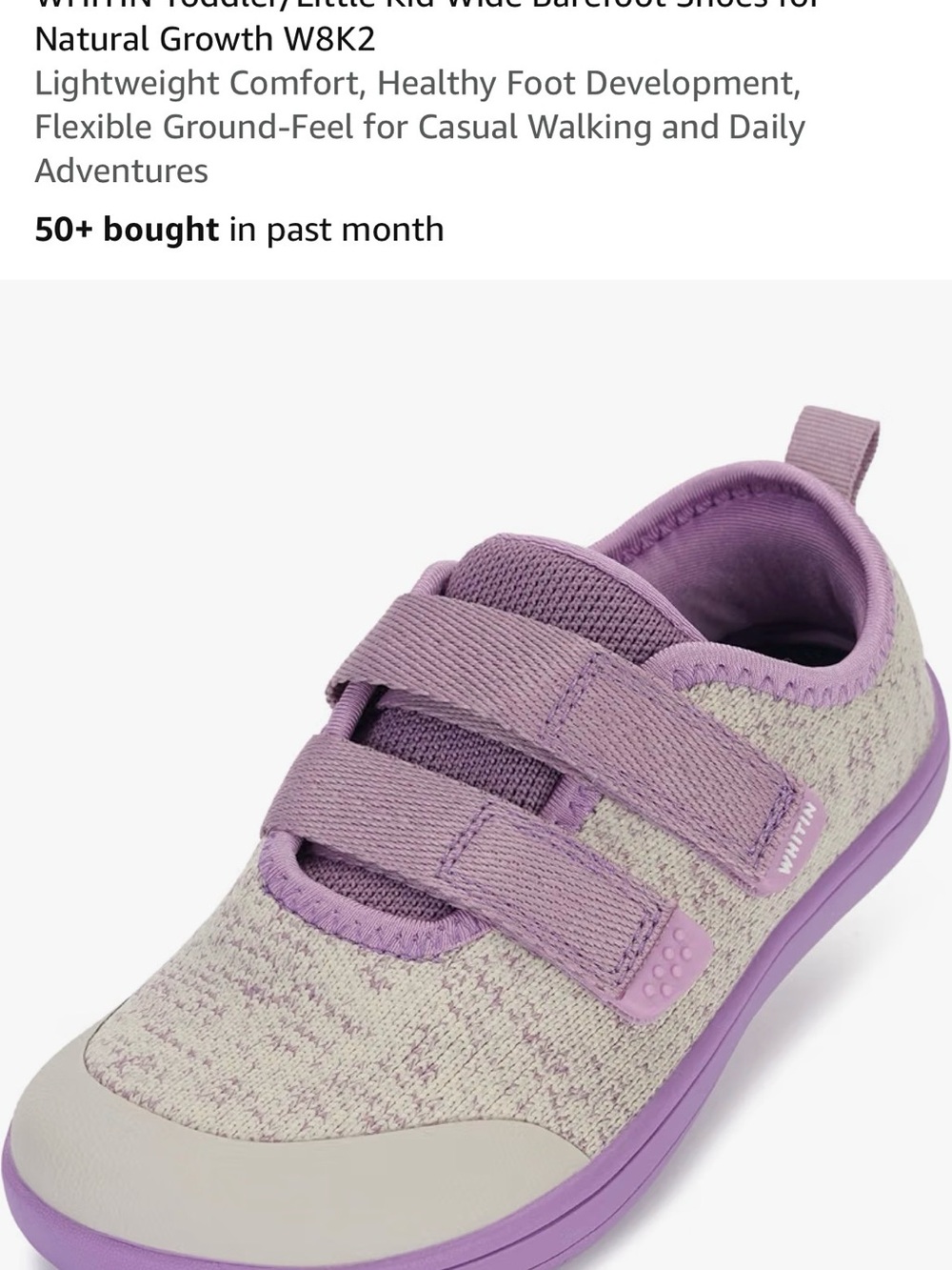 WHITIN Kids' Lavender Knit Velcro Sneakers- size 7